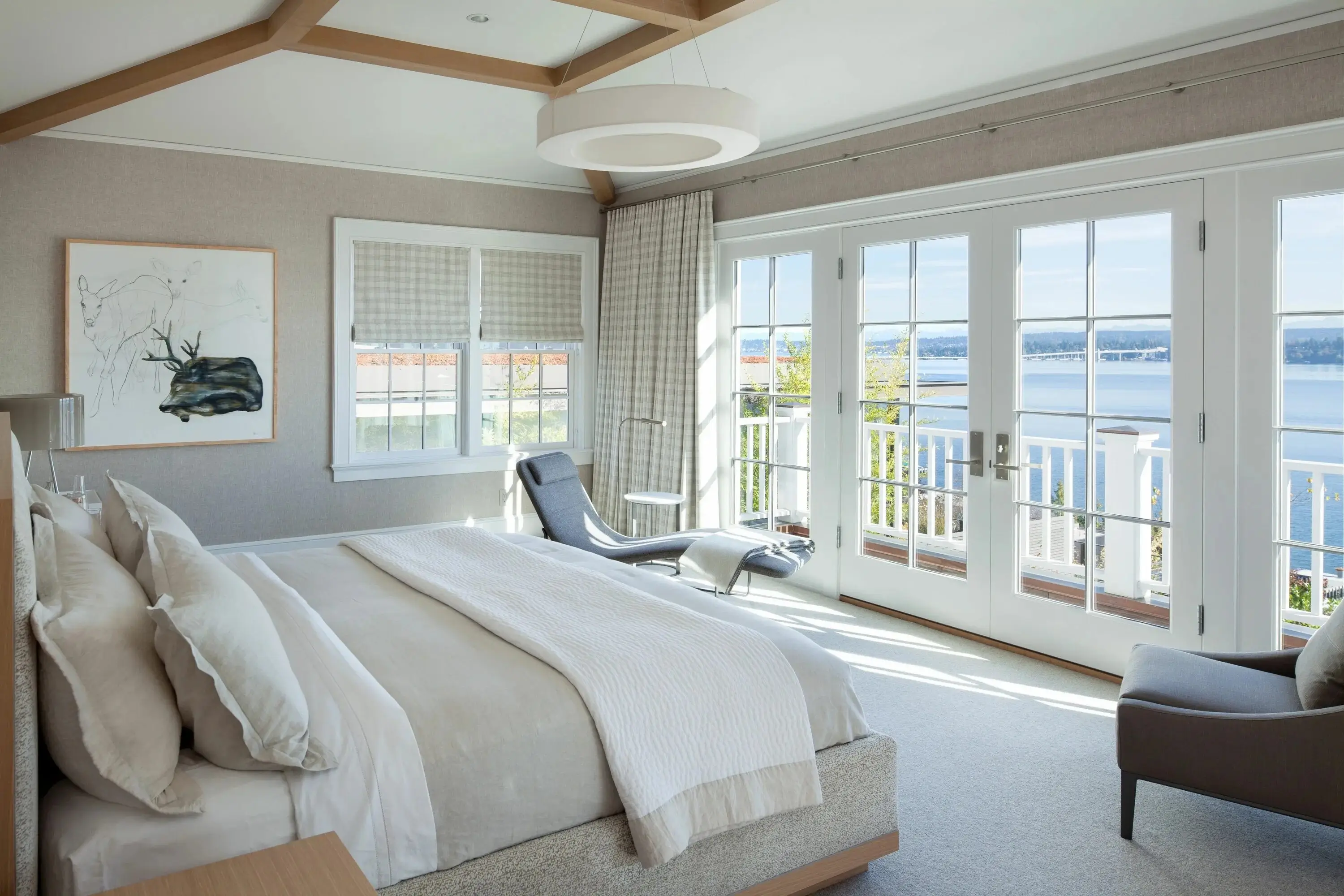 A spacious double room with a large window.